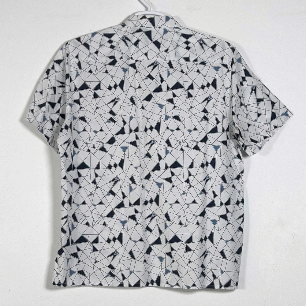 Theory Short Sleeve Shirt Mens Size‎ XL White Abstract Print